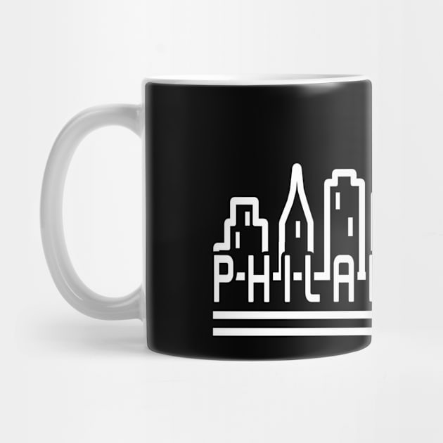 Philadelphia City Skyline White Liberty Bell Vintage Philly Fan by TeeCreations